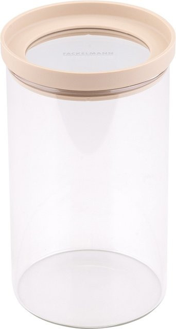 Fackelmann Pamela Reif Vorratsglas aus Glas mit Silikonring, transparent/beige, 1 l, luftdicht und stapelbar - Bild 1