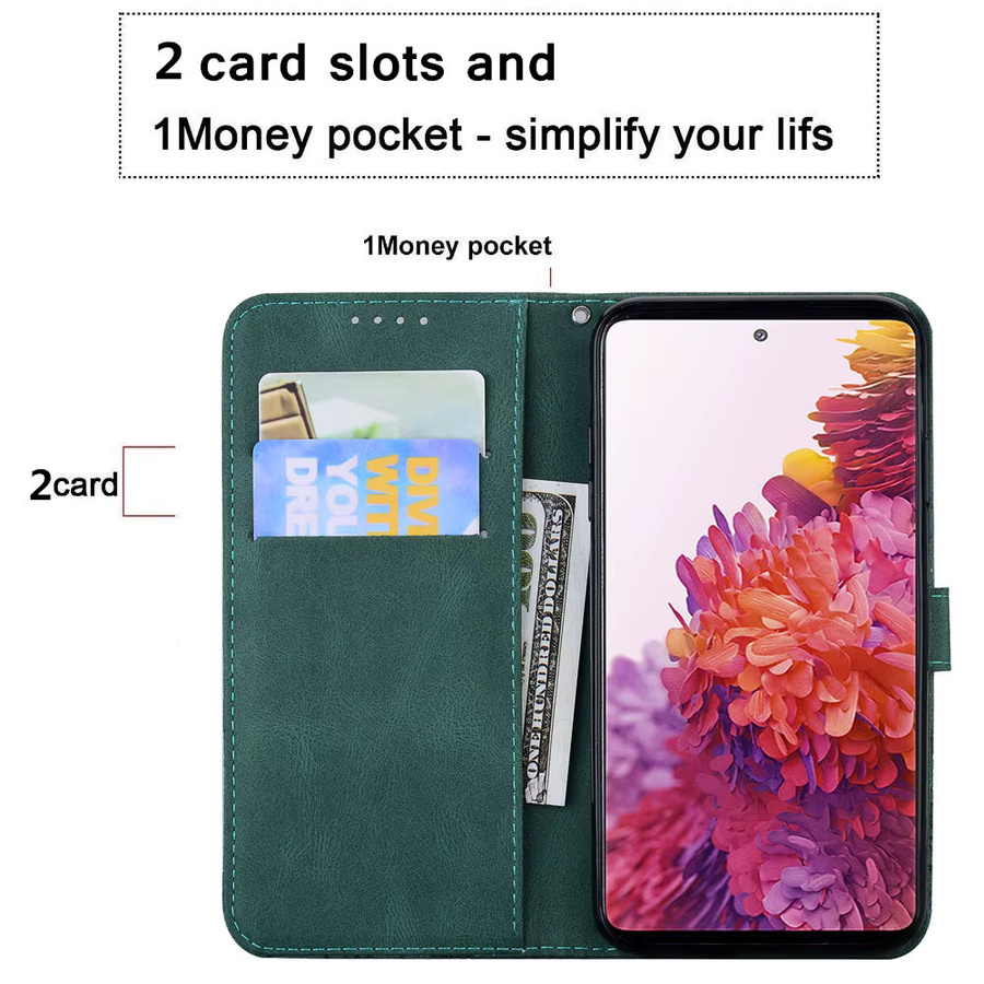 Glitzer Brieftasche Flip Case für Samsung Galaxy S25 S24 Ultra S23 FE S22 S21 S20 S10 S8 S9 Plus aus Leder in Schwarz und Grün - Bild 3