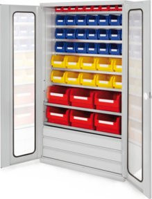 Kappes Grossraumschrank Mod. 22 mit Sichtfenstertüren in Grau aus Stahlblech, B/T/H: 113 x 59 x 195 cm - Bild 1