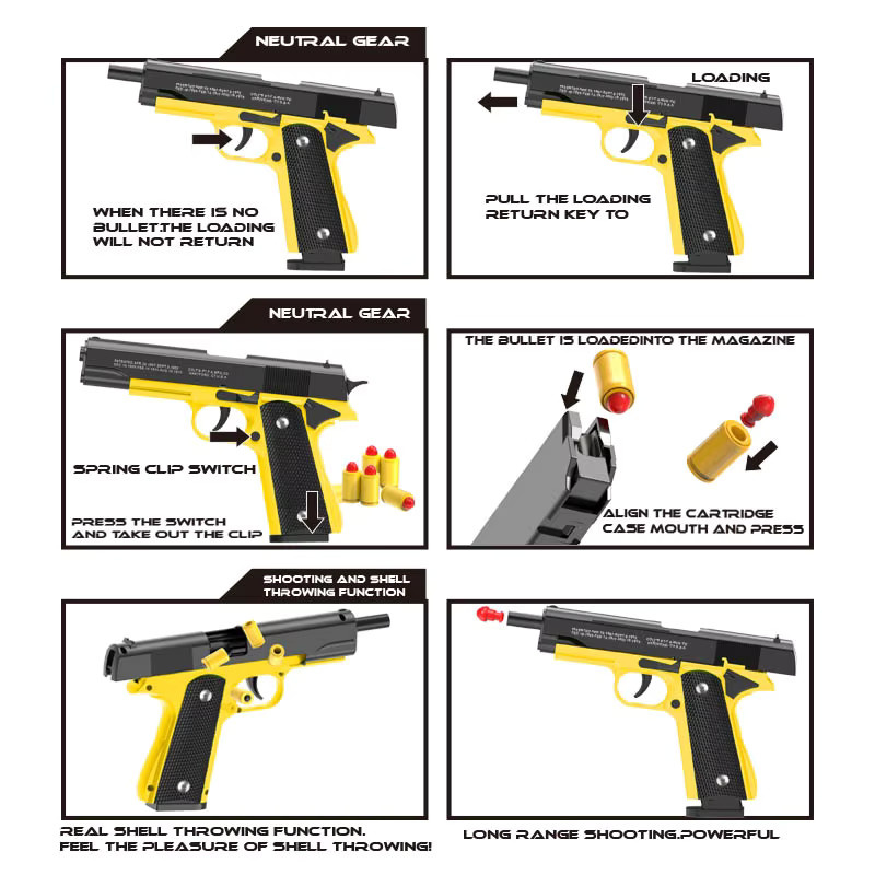 Automatische Colt 1911 Shell Soft Bullet Spielzeugpistole, Air Gunner Gun CS - Bild 3