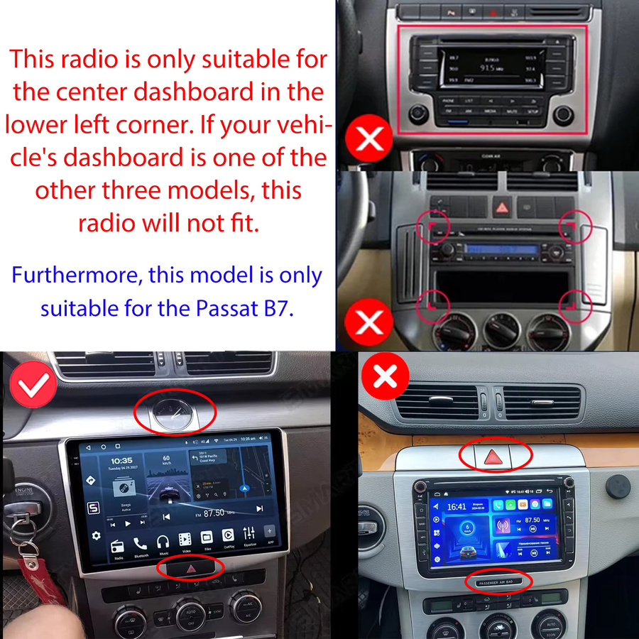 ESSGOO 10 Zoll Android 15 Autoradio für VW Passat B7 CC Magotan 2010-2015 mit GPS, kabellosem Carplay, Android Auto, Bluetooth und WLAN in Schwarz - Bild 2