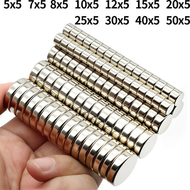 imans Kühlschrankmagnete aus Metall in Silber für DIY-Projekte, Whiteboard und Werkstatt, Set mit verschiedenen Maßen: 5 x 5 mm, 10 x 5 mm, 15 x 5 mm, 20 x 5 mm, 25 x 5 mm, 30 x 5 mm, 40 x 5 mm - Bild 1