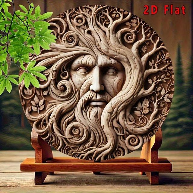 Rundes Wandschild aus Metall von Potdemiel im Boho-Stil mit Baumgeist-Design in Braun, Durchmesser: 20 cm - Bild 1