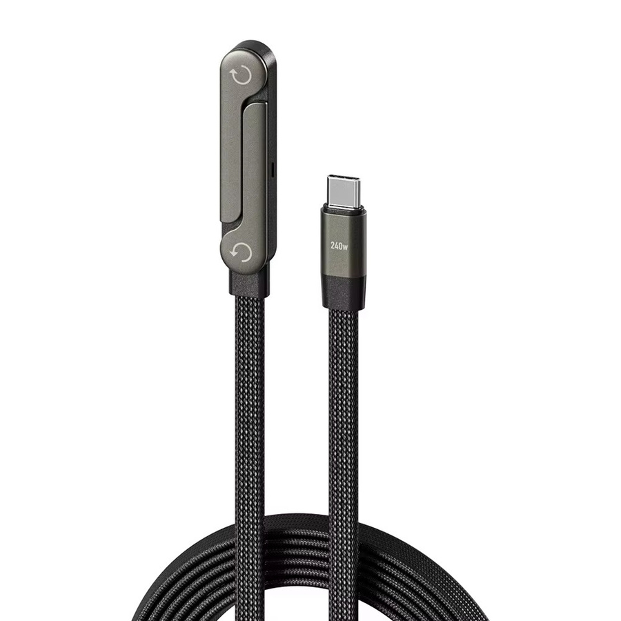 2-in-1 Stand-Ladekabel mit Handyhalterung für Gaming und Videos, 240W USB-C, Schwarz, kompatibel mit iPhone 15 16 17 Pro Max, Huawei und Xiaomi - Bild 3