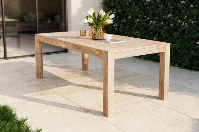 OUTFLEXX Esstisch aus Akazie in Natur mit Teak-Optik, B/T: 200 x 100 cm, FSC-zertifiziert und geölt - Bild 1