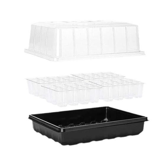 Amusedly Pflanzenanzuchtbox mit Feuchtigkeitskuppel aus Kunststoff, Transparent/Schwarz - Bild 3