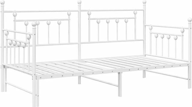 vidaXL Tagesbettrahmen mit Kopfteil aus Stahl in Weiß Matt, B/T: 190 x 100 cm - Bild 1