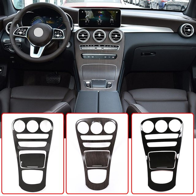 Owntycar Carbon Fiber ABS Center Konsole Dekoration Panel Abdeckung Trim für Mercedes C-Klasse W205 (2019-2020) und GLC-Klasse X253 (2020) in Schwarz - Bild 1
