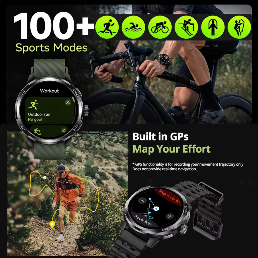 Ulefone Smartwatch, 1,5 Zoll AMOLED, GPS, Herzfrequenz, Schwarz, Unisex - Bild 3