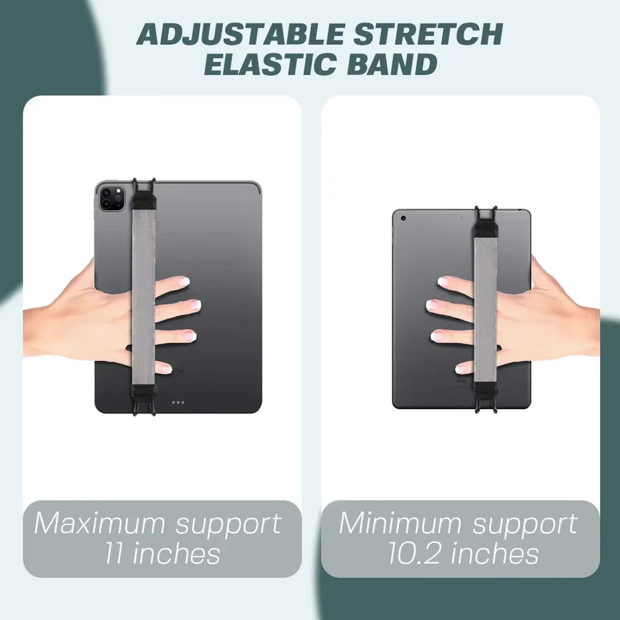 VIKEFON Tablet Ständer Halter mit Leder Handschlaufe für iPad 9,7/10 Zoll, 2er Set, Schwarz - Bild 3