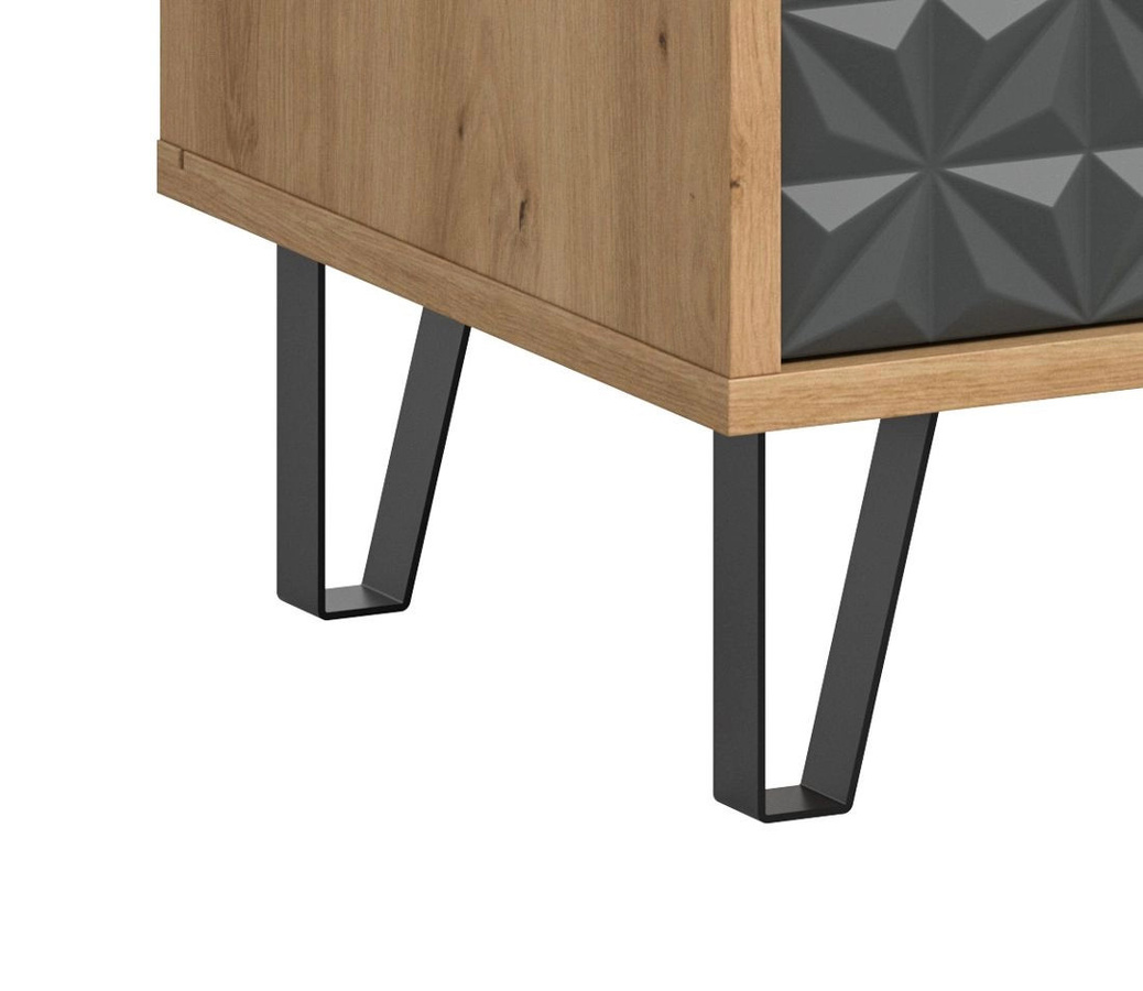 TV-Lowboard Relief von Inn.Furn in Grau und Eiche, B/T/H: 164 x 40 x 56 cm - Bild 4