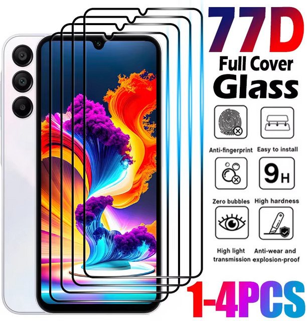 77D Vollflächiger Displayschutz aus gehärtetem Glas für Samsung A-Serie (A01, A02, A11, A20, A22, A31, A32 4G, A40, A50, A51, A52S, A70), transparent - Bild 1