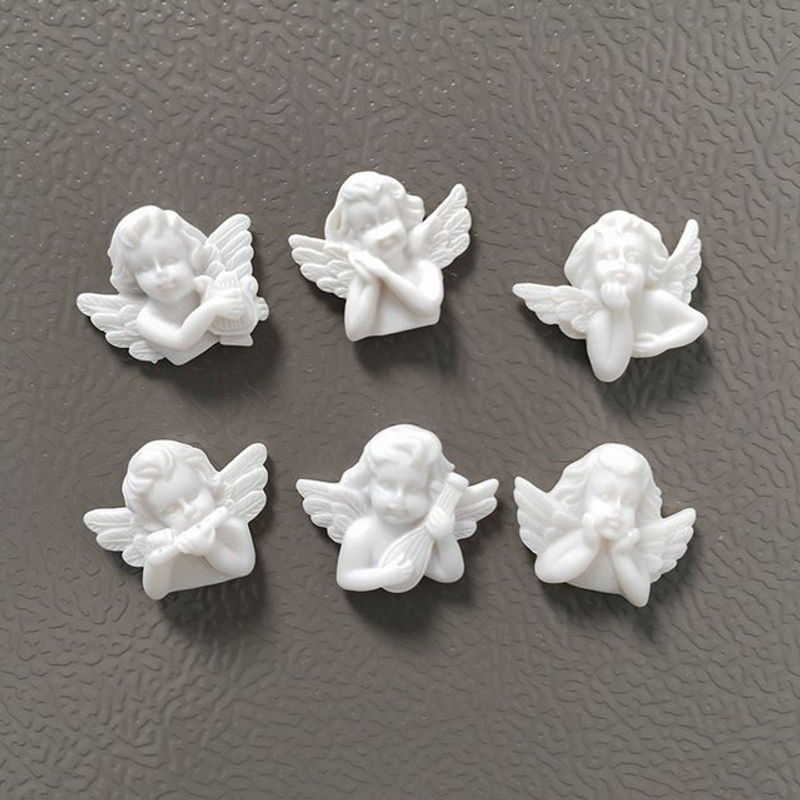 6er Set Engel Magnete aus Kunstharz in Weiß für Kühlschrank und Notizen - Bild 1