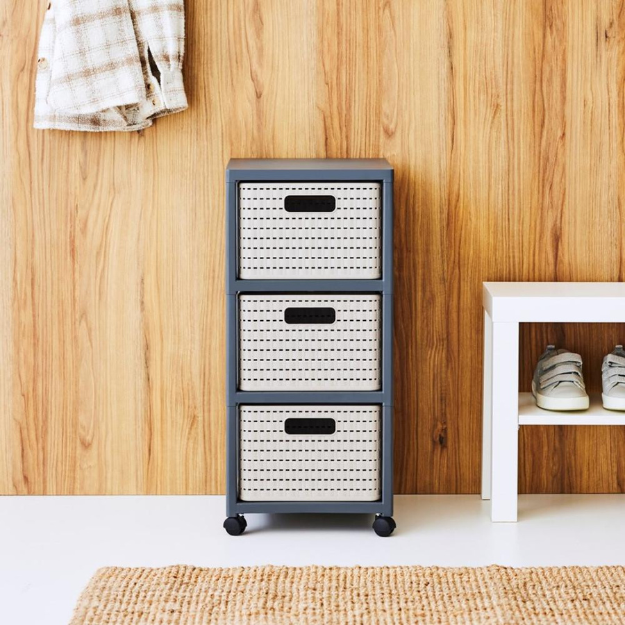 Rotho Tower mit Rollen Country großes Bücherregal mit 3 Schubladen für A4 in Anthrazit - Bild 3