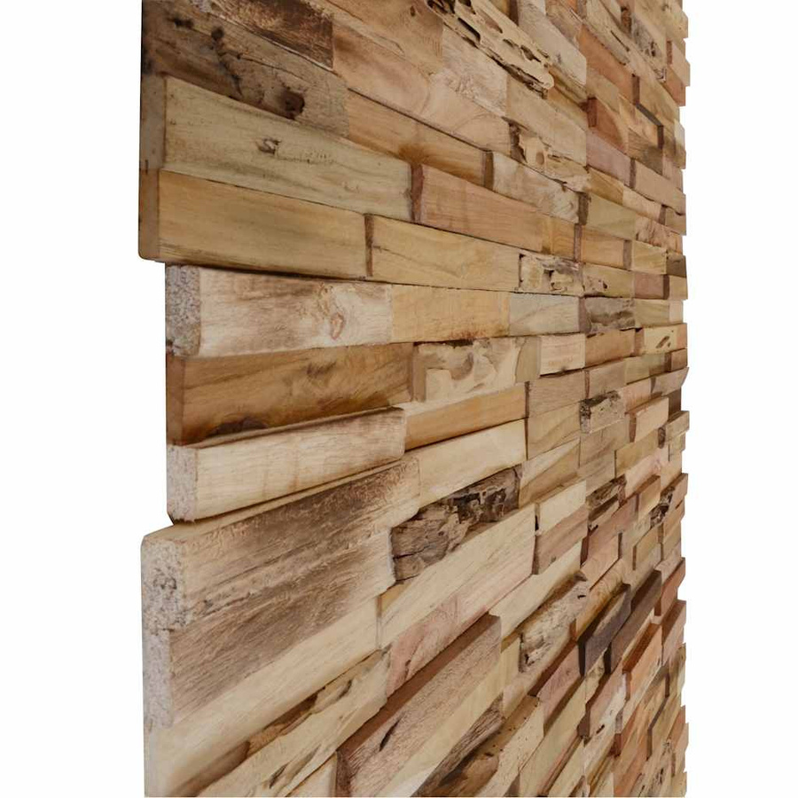 Vidaxl Wandverkleidungspanel aus recyceltem Teakholz in Braun, 10 Stück, 1,03 m² mit rustikalem Dielenmuster - Bild 4