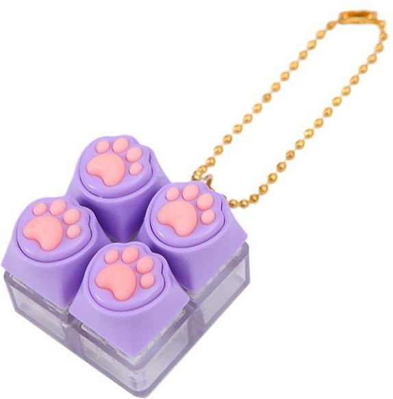 Schlüsselanhänger Silikon, Katzenpfoten, LED-Licht, violett - Bild 1