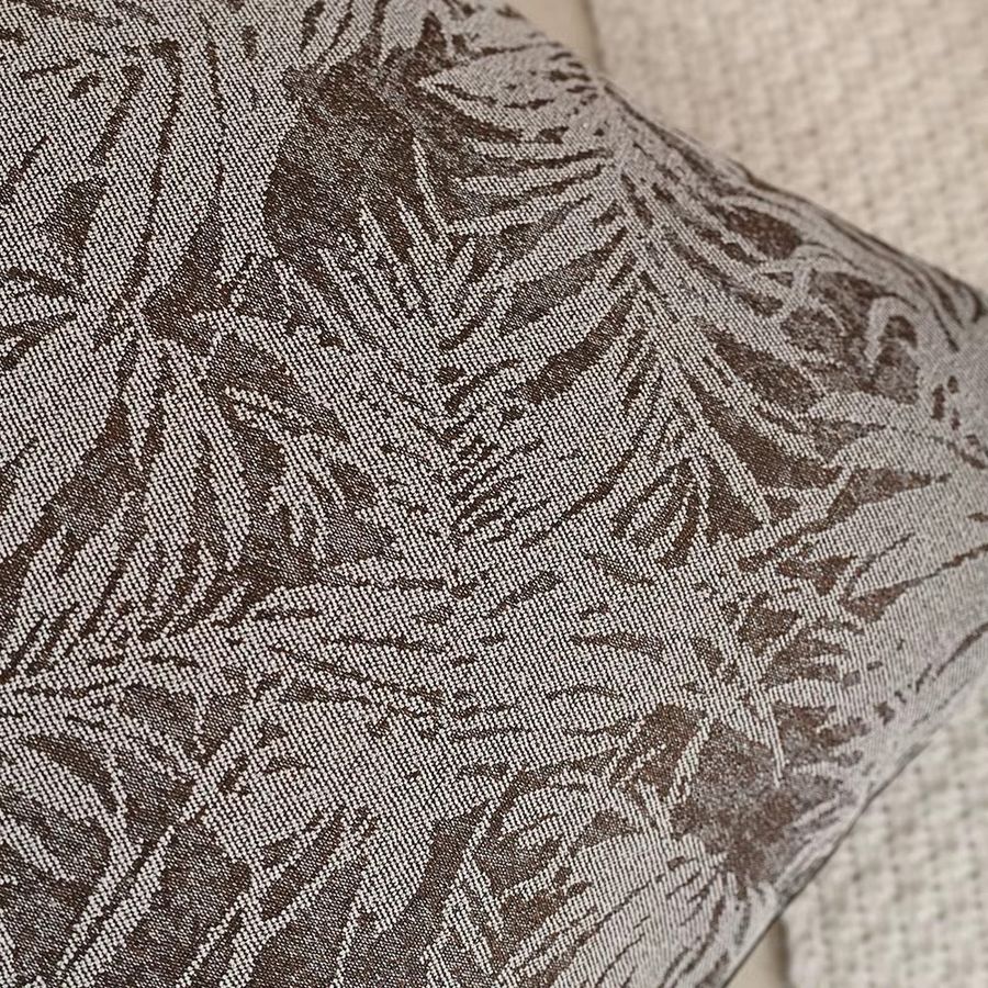 BUYNOW Kissenbezug aus braunem Samt mit Blatt-Jacquard-Spitze im Vintage-Stil - Bild 3