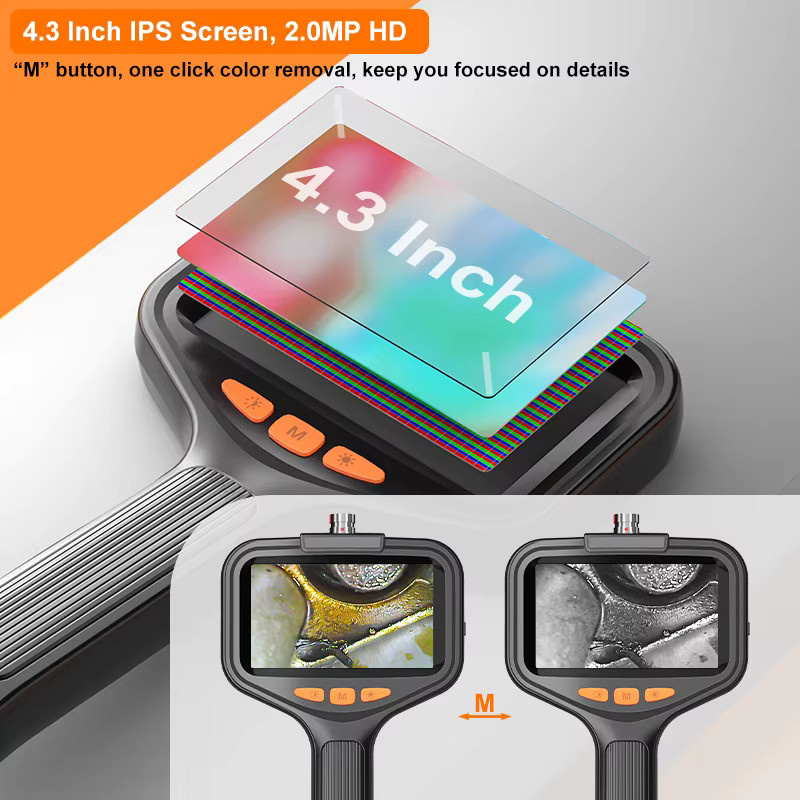 BUMBORN Industrie Endoskop Kamera mit 4,3 Zoll Display, 1080P HD, 50m starres Kabel, wasserdicht, Farbe: Schwarz - Bild 3