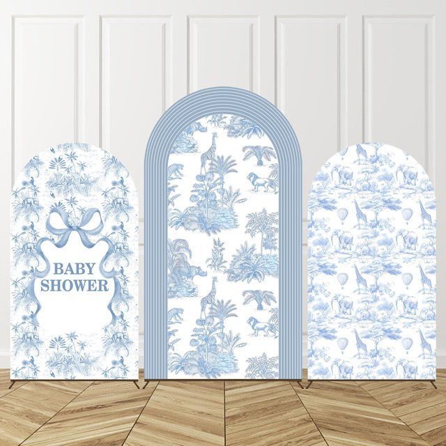 Yeele Blumenbogen Hintergrundabdeckung mit blauen Schleifen und floralem Design für Hochzeit, Geburtstag oder Party - Bild 1