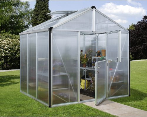 Vitavia Gewächshaus Zeus freistehend mit Satteldach aus Aluminium und Polycarbonat in Silberfarben - Bild 1