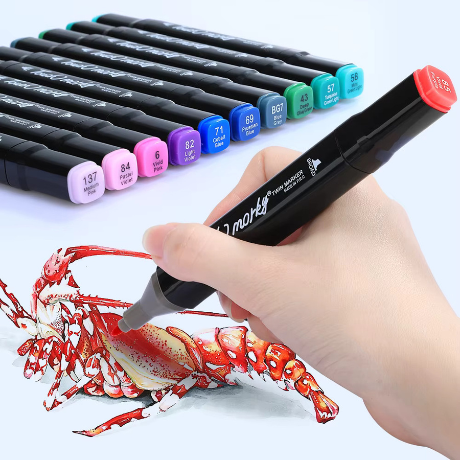 Kissbuty Alkohol Marker Set mit 12 Farben und Dual Brush für Manga und professionelle Zeichnungen - Bild 4
