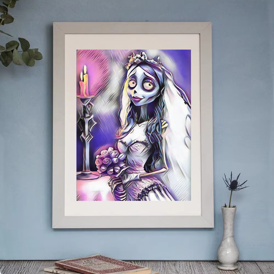 Potdemiel Diamantmalerei Set Corpse Bride Tim Burton Emily Motiv als DIY Kreuzstich Stickerei Kit und Mosaik Kunst für deine Wanddekoration - Bild 4