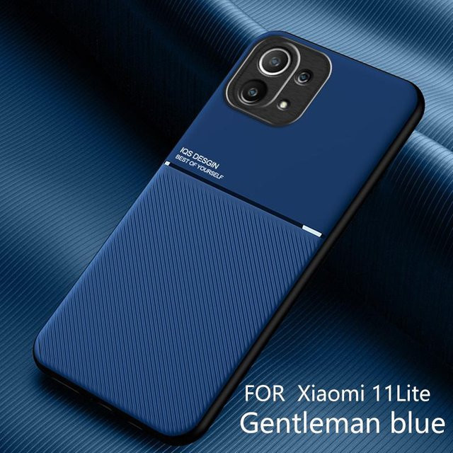 Xiaomi Mi 11 Lite 5G Lederhülle mit magnetischer Auto-Halterung in Blau - Bild 1