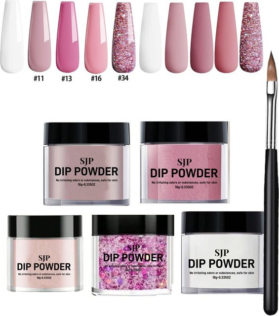 SJP Color Dip Powder Acrylpulver-Set, 5-teilig, Glänzend - Bild 1