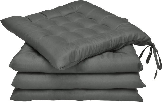 Beautissu 4er Set Stuhlkissen Lea Anthrazit B/B: 40 x 40 cm - Bild 1
