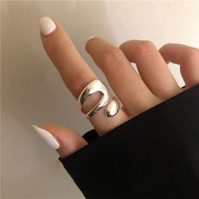 Ring 925 Sterlingsilber, Geometrisch, Unregelmäßig, Gebogen, Damen - Bild 1