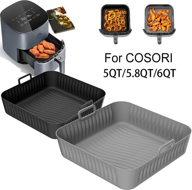 LEENKEA Silikon Liner für Airfryer, Antihaft Backblech für Cosori 5QT/6QT, Schwarz - Bild 1