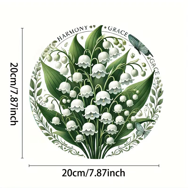 Rundes Wandschild Lilie des Tal von Potdemiel aus Metall im Vintage-Stil, floraler Dekor im Mehrfarben-Design, Durchmesser: 20,3 cm - Bild 2