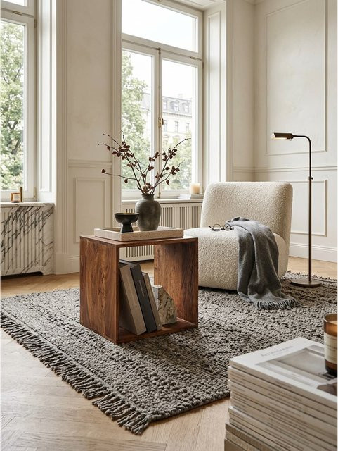 Beistelltisch Cube aus Massivholz von KADIMA DESIGN im Landhausstil, Braun, B/T/H: 43 x 33 x 43 cm - Bild 1