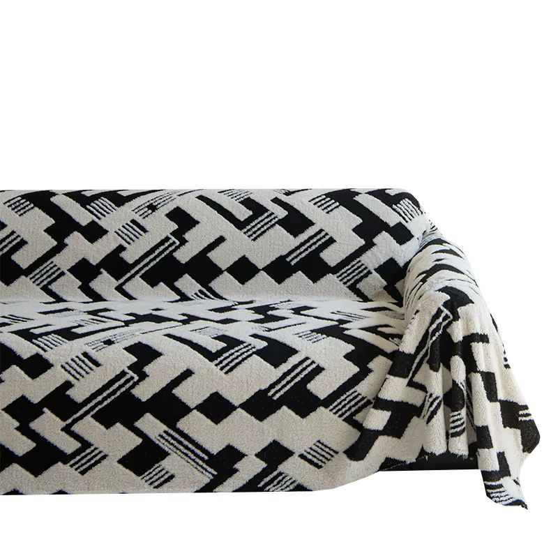 Shu Mianrong Zweifarbiges quadratisches Sofa-Handtuch als Sofa-Schutzhülle in Weiß und Multicolor - Bild 6
