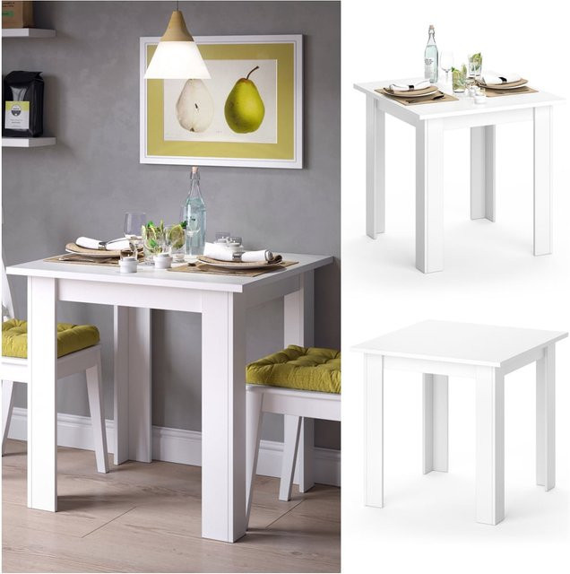 VICCO Esstisch KARLOS in Weiß mit Melaminharzbeschichtung für Wohnzimmer und Küche, Breite: 80 cm - Bild 1