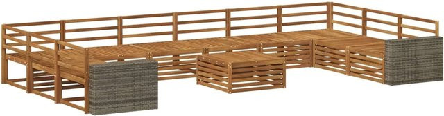 vidaXL Sofagarnitur aus Massivholz Akazie in Braun mit 11 Teilen und Latten-Design - Bild 1