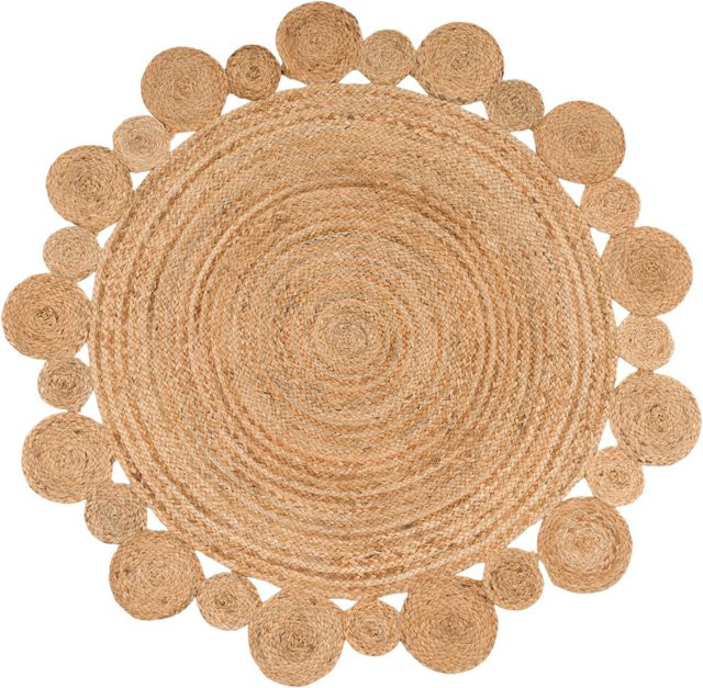 Runder Jute-Teppich Vibora in Beige, Boho-Stil, wendbar und fußbodenheizungsgeeignet, Durchmesser: 80 cm - Bild 1