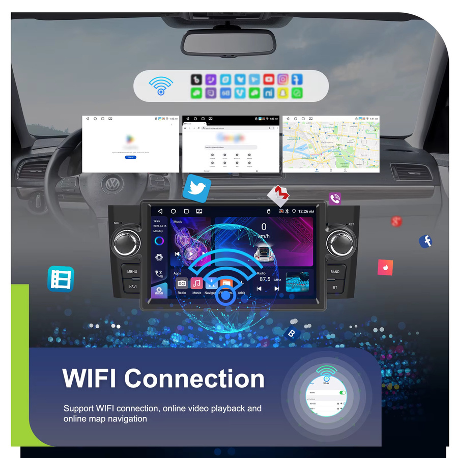 Podofo Carplay Android Auto Autoradio mit GPS und Bluetooth in Schwarz für FIAT Punto 2005-2009 und Linea 2007-2011 mit 4GB RAM und 64GB Speicher - Bild 6