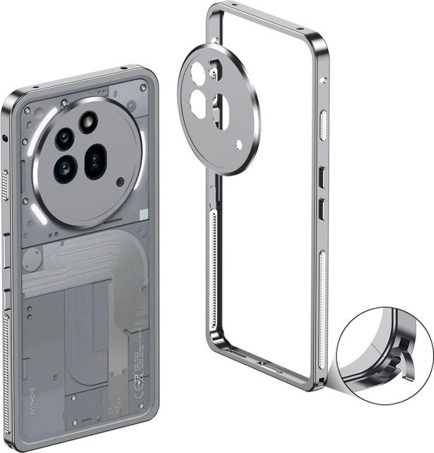 Luxus Metall Bumper Hülle für Nothing Phone 3a Pro und 3a 5G mit Aluminium Rahmen und Metall Linsen Schutzfolie in Schwarz, Silber oder Gold - Bild 1
