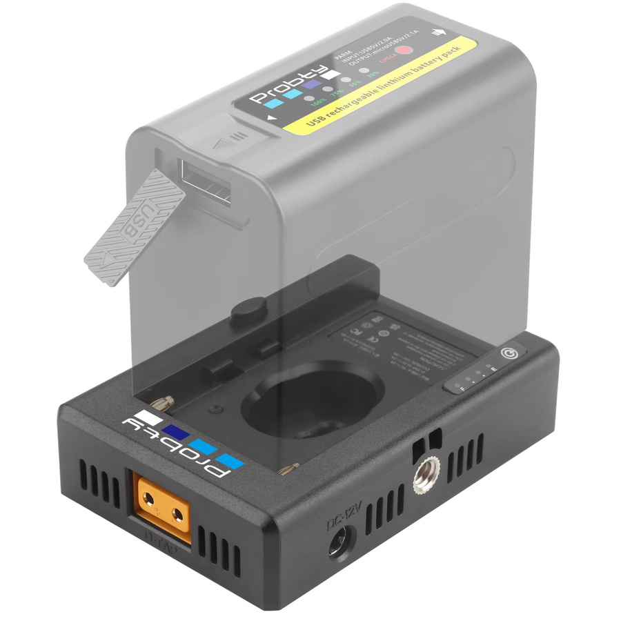 NP-F Batterie Adapterplatte mit LP-E6N Dummy-Batterie für Canon EOS R5, EOS R5C und BMPCC 4k/6k, Schwarz, mit USB-C Port und Dual-DC-Ausgängen - Bild 2