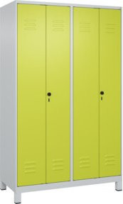 C+P PSA Doppel-Spind Classic PLUS mit 4 Abteilen, Füße, Grau und Grün, B/T/H: 120 x 50 x 195 cm - Bild 1
