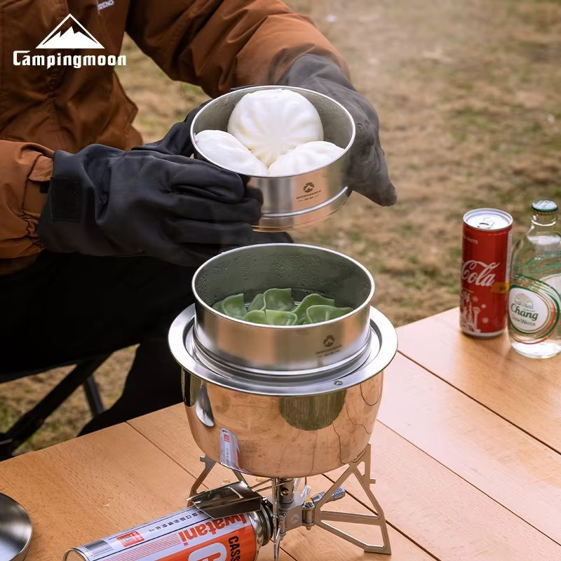 CAMPINGMOON S363 Doppelschicht-Dampfgarer-Unterstellgestell aus Edelstahl in Silber, B/T/H: 19,8 x 17,0 x 19,8 cm - Bild 3