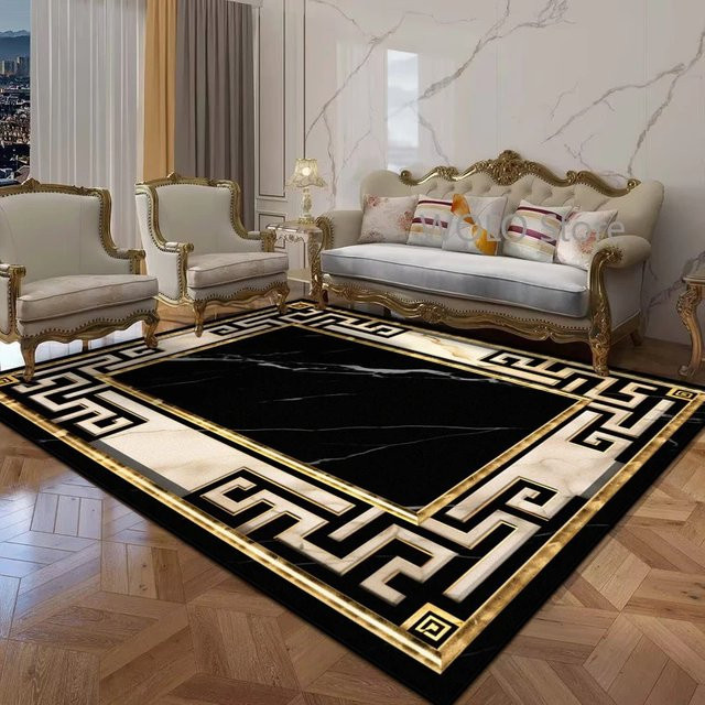 VIKAMA Flanell-Teppich Schwarz, weich und rutschfest für Schlafzimmer und Arbeitszimmer, B/T: 160 x 80 cm - Bild 1