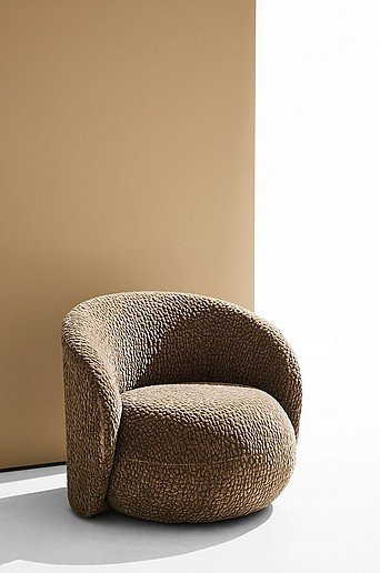 Bloom Sessel Lounge in Grün und Braun mit Stoffbezug und Holzgestell - Bild 1