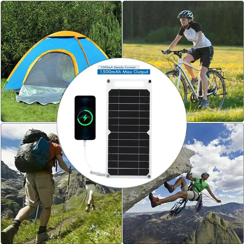 EESBAO Tragbares 6W USB Sunpower Solarpanel 5V Solarplatte in Schwarz mit USB-A Anschluss für Handy und Powerbank - Bild 4