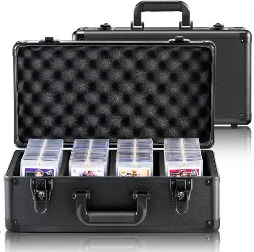 VEVOR Aufbewahrungsbox für Sportkarten mit 4 Fächern, Tragetasche mit Schlüsselschloss und Schaumstoffteilern, Schwarz, B/T/H: 42,5 x 23,5 x 16,5 cm - Bild 1