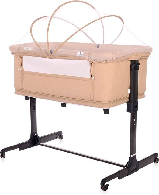 Lorelli Beistellbett Milano 2in1 in Beige mit Matratze und Moskitonetz für Babys - Bild 1