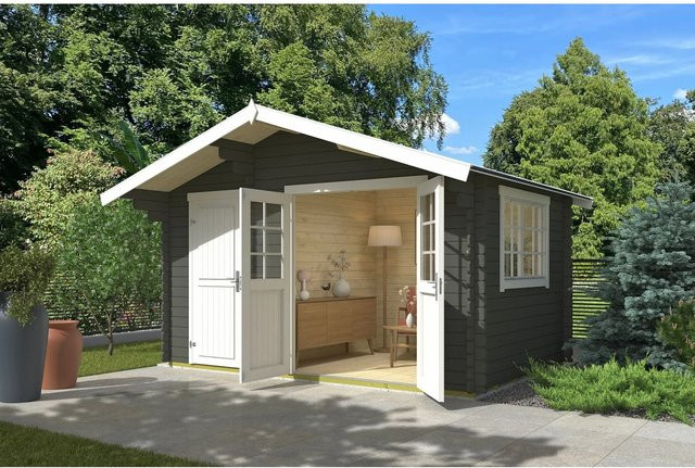 Lasita Gartenhaus Keila Maja in Grüngrau, B/T/H: 426,6 x 340 x 256,5 cm - Bild 1