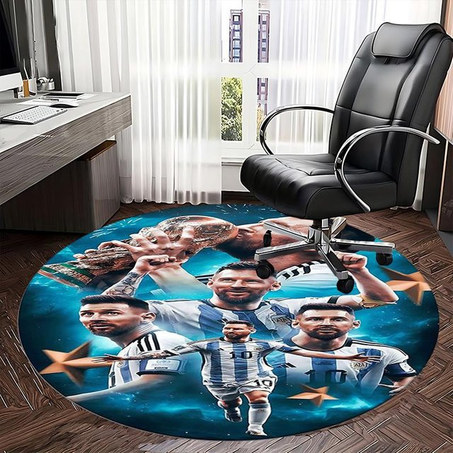 Runder Teppich Argentinische Fußballnationalmannschaft von Yun Heng Three, Blau, Durchmesser: 120 cm, Rutschfest und Maschinenwaschbar - Bild 1