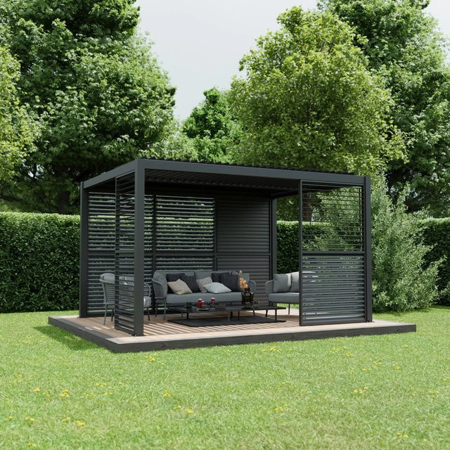 Ximax Lamellenwand Pergola aus Aluminium in Anthrazit Dunkelgrau Breite: 123 cm - Bild 1